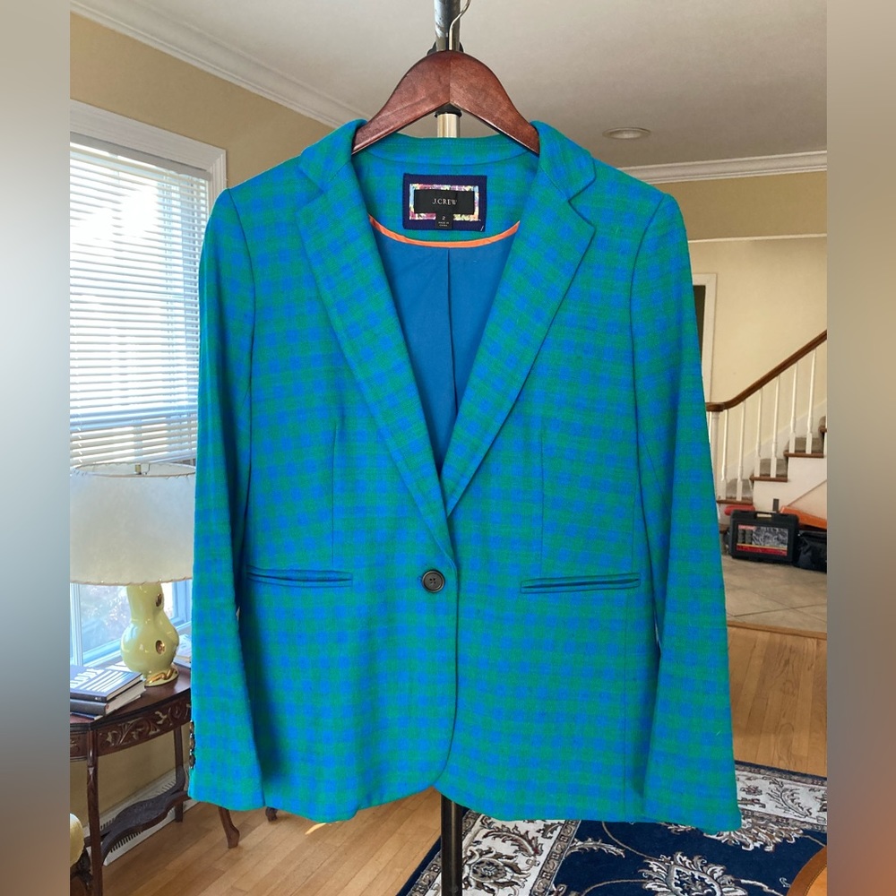 J. Crew Parke Blazer in Colorful Gingham, Size 2 💚
